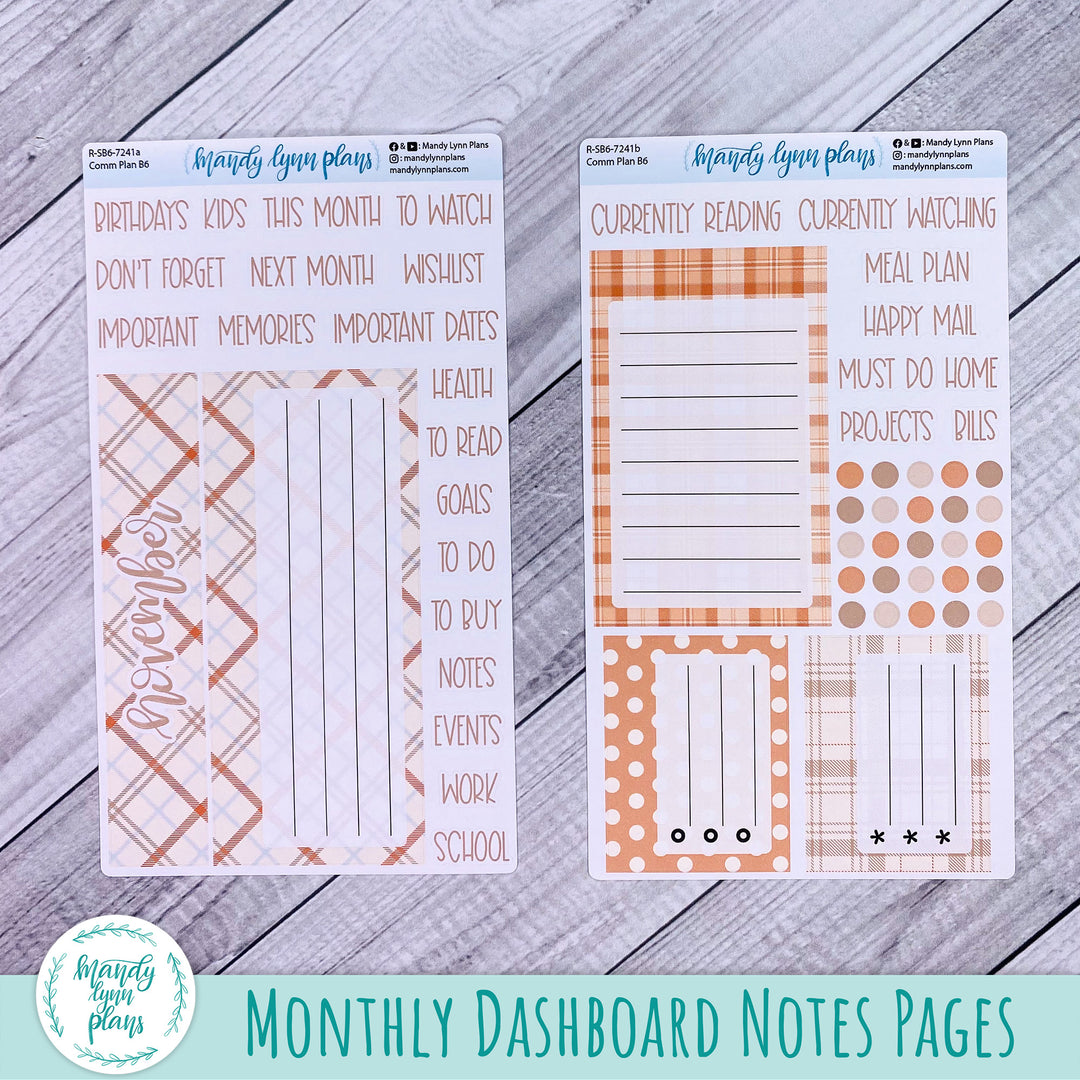 November B6 Common Planner Dashboard || Pumpkin Plaid || R-SB6-7241