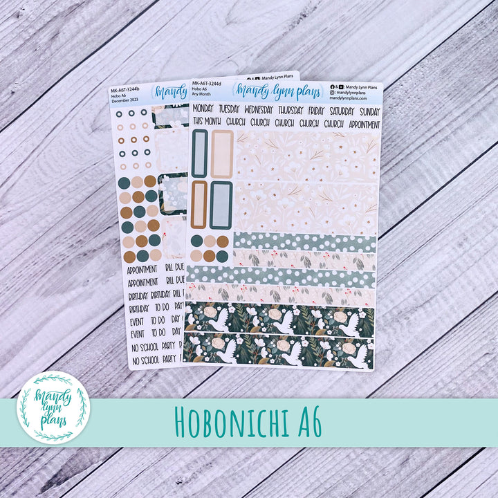 Any Month Hobonichi A6 Monthly Kit || Winter Doves || MK-A6T-3244