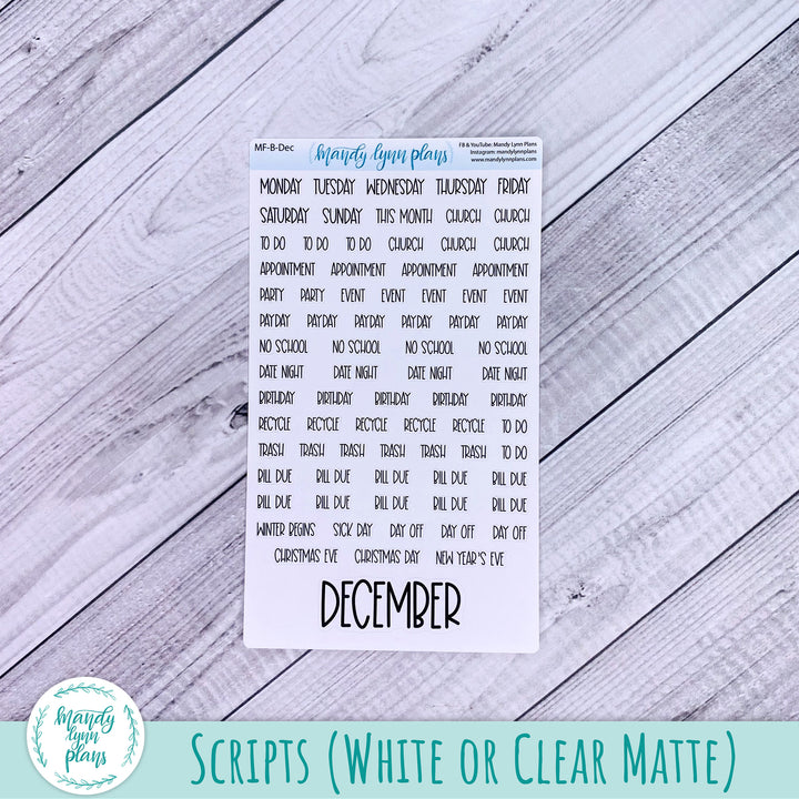 December 2023 B6 Common Planner Monthly Kit || Winter Doves || MK-SB6-7244