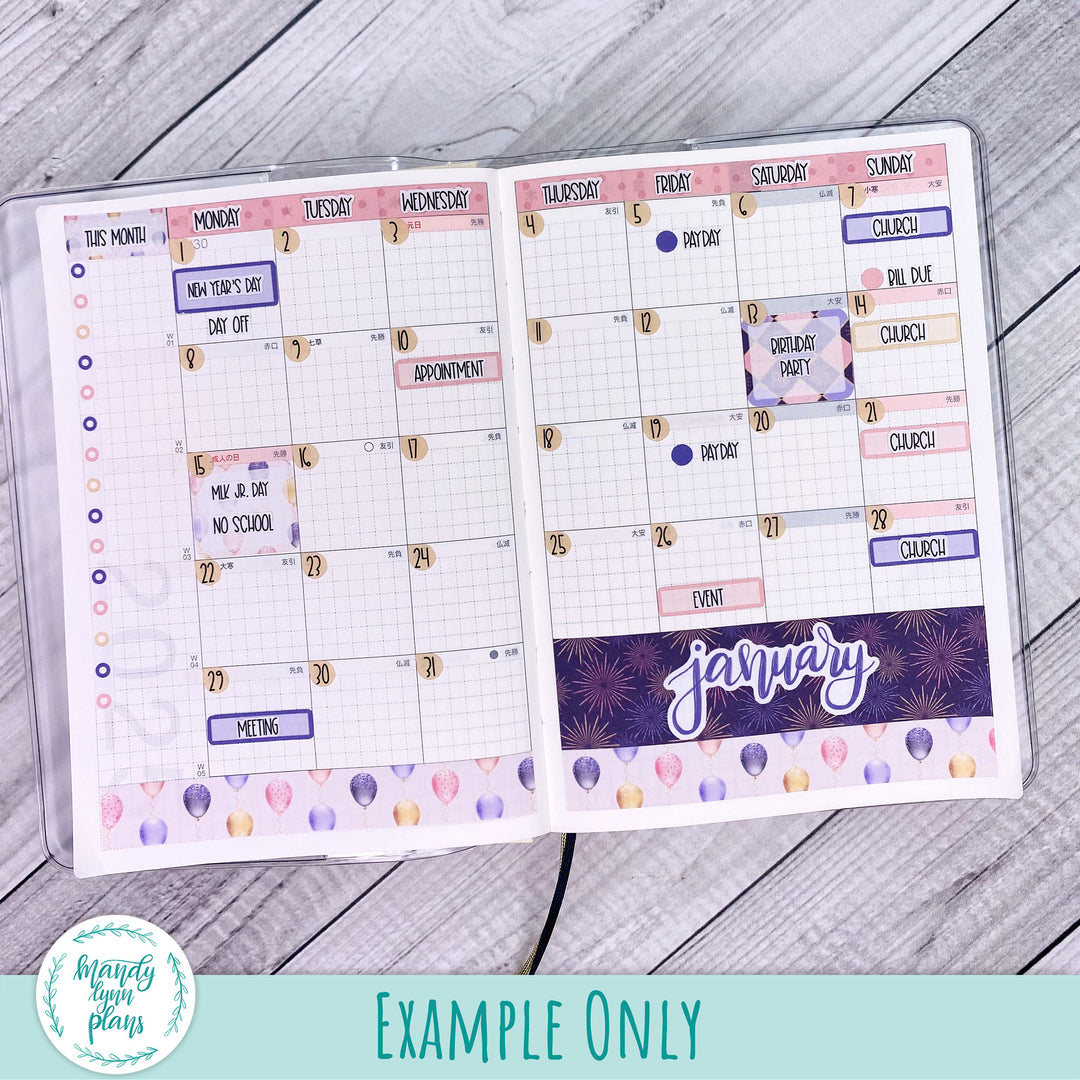 Hobonichi A6 January 2024 Monthly Kit || Romantic Floral || MK-A6T-3248