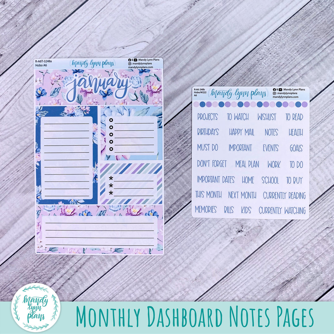 January A6 Hobonichi Dashboard || Romantic Floral || R-A6T-3248