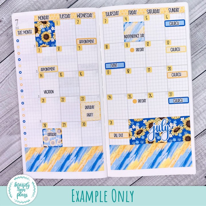 July 2025 Common Planner Monthly Kit || Watercolor Blooms || 319
