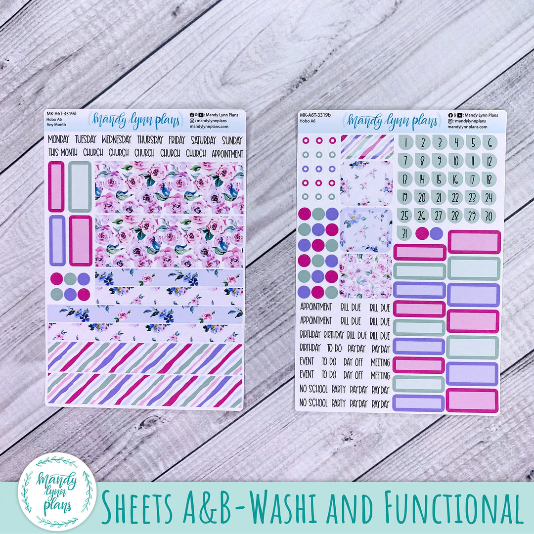 Any Month Hobonichi A6 Monthly Kit || Watercolor Blooms || MK-A6T-3319