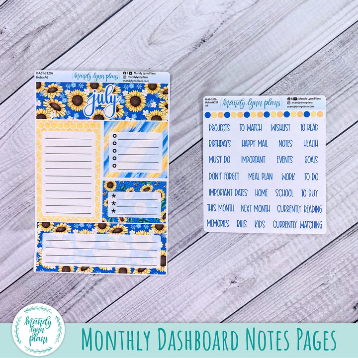 July A6 Hobonichi Dashboard || Buzzing Sunflowers || R-A6T-3320