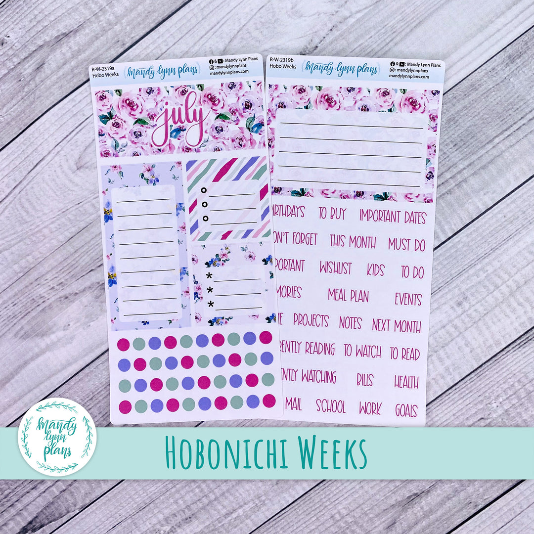 July Hobonichi Weeks Dashboard || Watercolor Blooms || R-W-2319