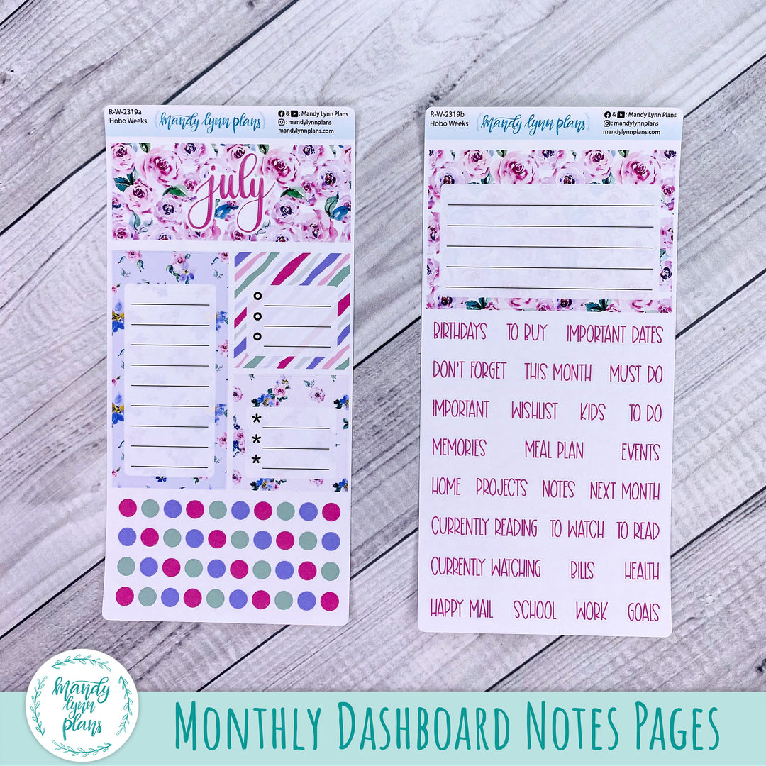 July Hobonichi Weeks Dashboard || Watercolor Blooms || R-W-2319