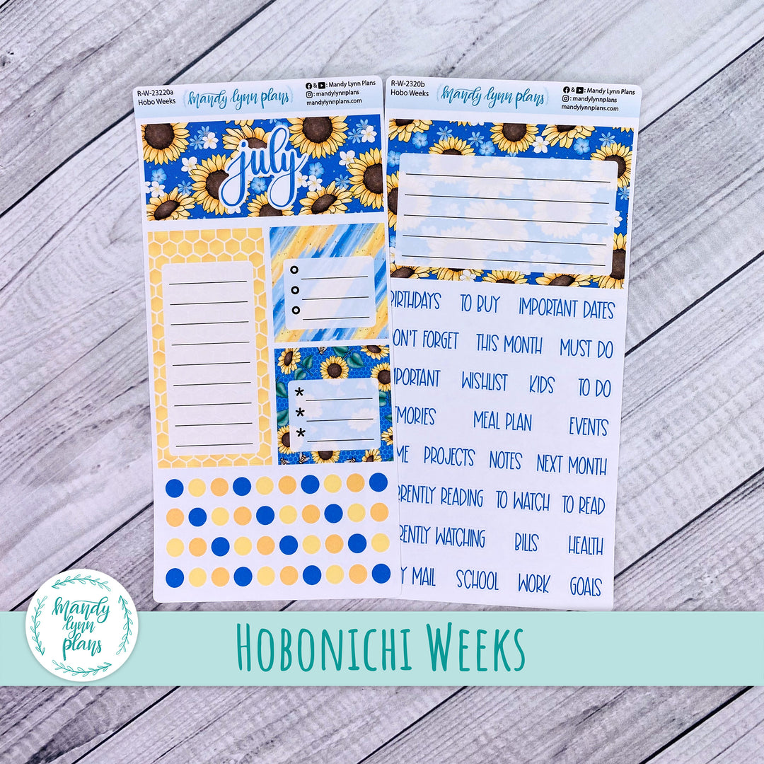 July Hobonichi Weeks Dashboard || Buzzing Sunflowers || R-W-2320