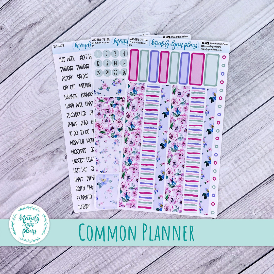 A5, B6, N1 & N2 Common Planner Weekly Kit || Watercolor Blooms || 319