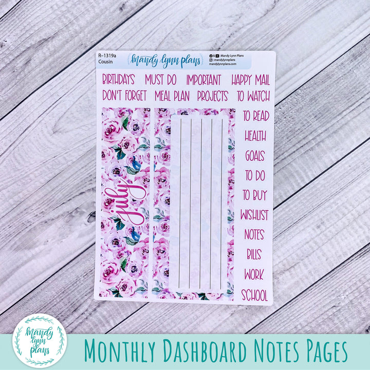 July Hobonichi Cousin Dashboard || Watercolor Blooms || R-1319