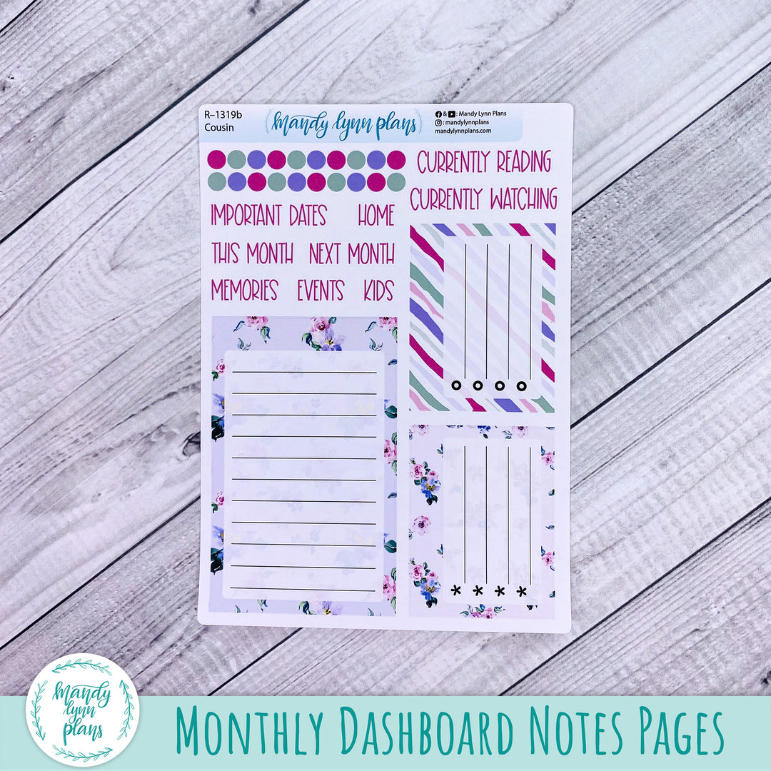 July Hobonichi Cousin Dashboard || Watercolor Blooms || R-1319