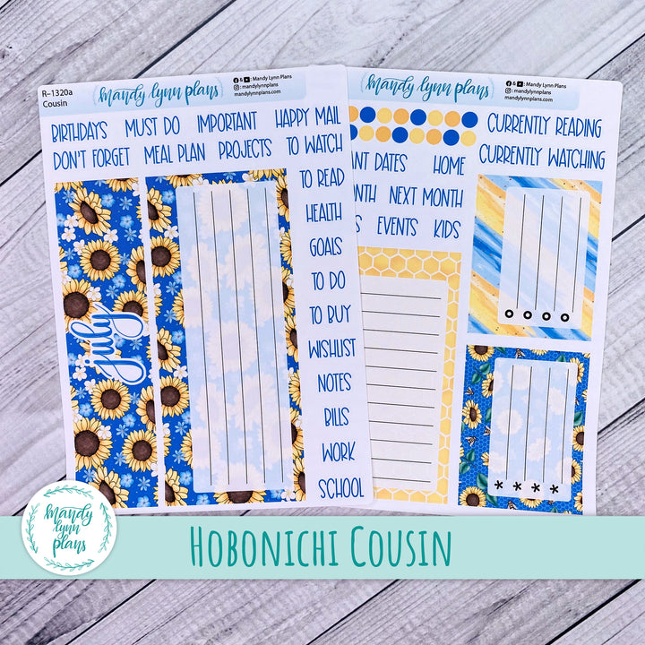 July Hobonichi Cousin Dashboard || Buzzing Sunflowers || R-1320