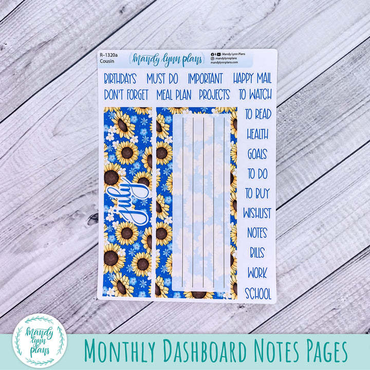 July Hobonichi Cousin Dashboard || Buzzing Sunflowers || R-1320