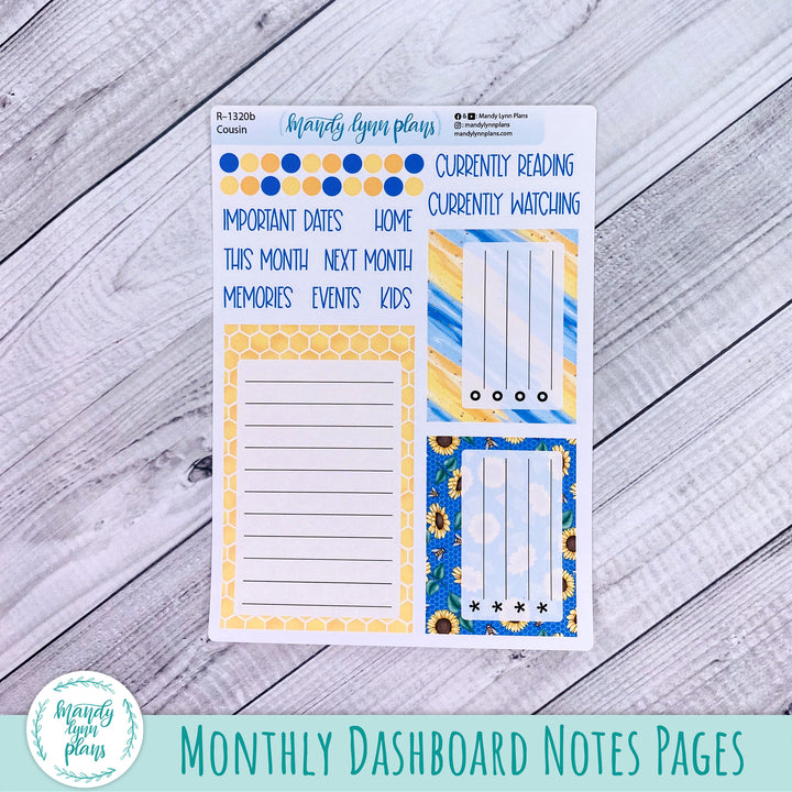 July Hobonichi Cousin Dashboard || Buzzing Sunflowers || R-1320