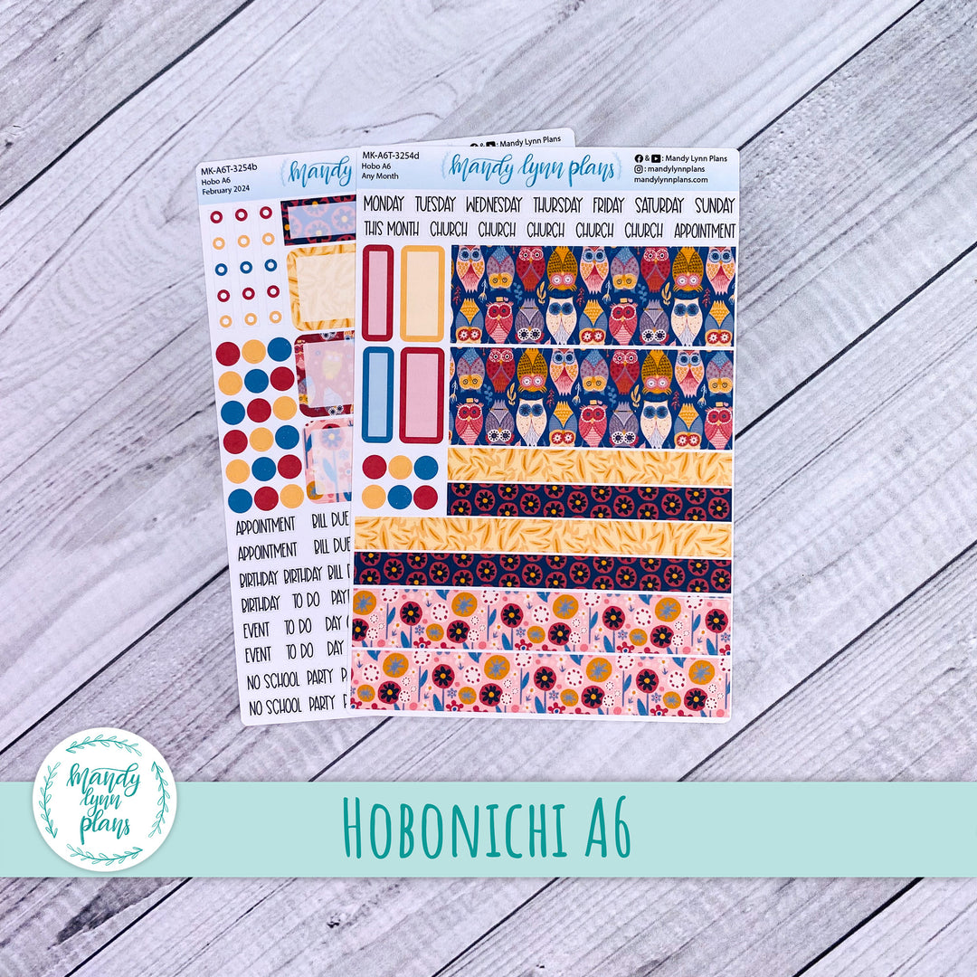 Any Month Hobonichi A6 Monthly Kit || Ornate Owls || MK-A6T-3254