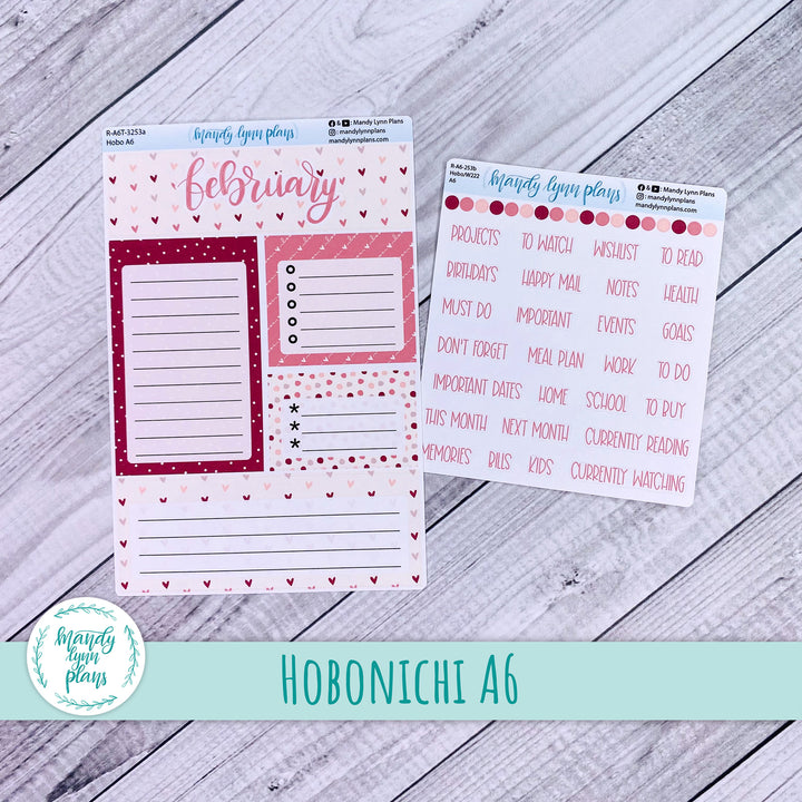 February A6 Hobonichi Dashboard || With Love || R-A6T-3253