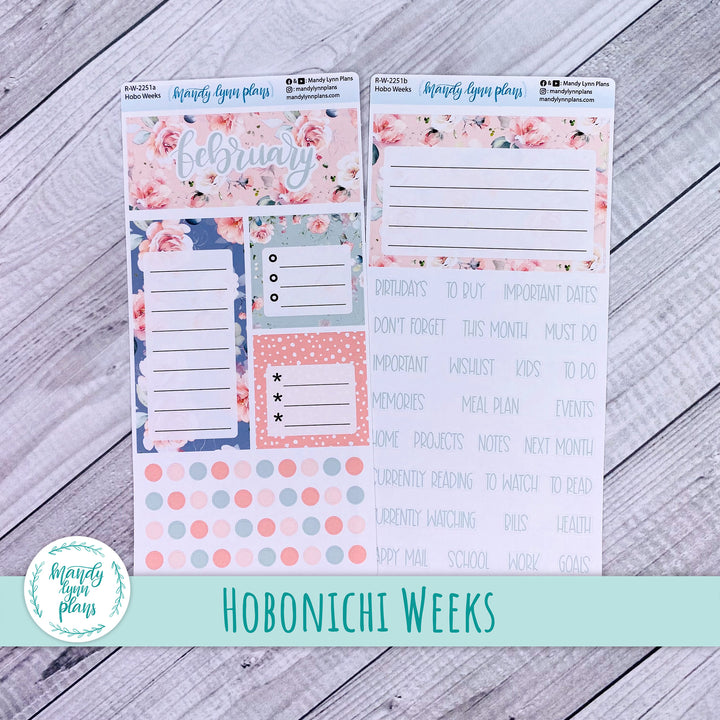 February Hobonichi Weeks Dashboard || Pink Garden || R-W-2251