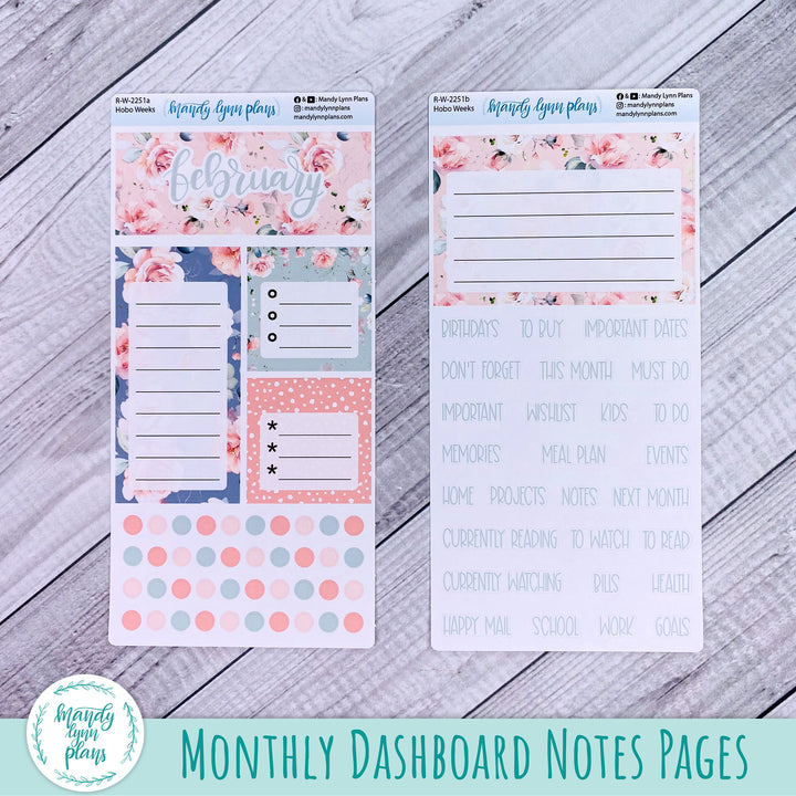 February Hobonichi Weeks Dashboard || Pink Garden || R-W-2251