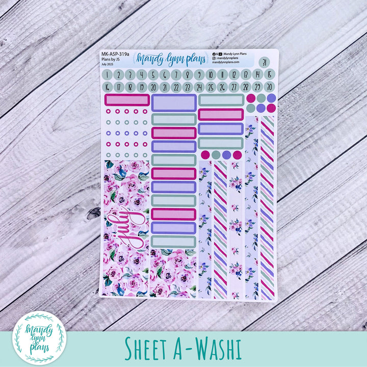 July 2025 Plans by Just Scribble Monthly || Watercolor Blooms || MK-A5P-319