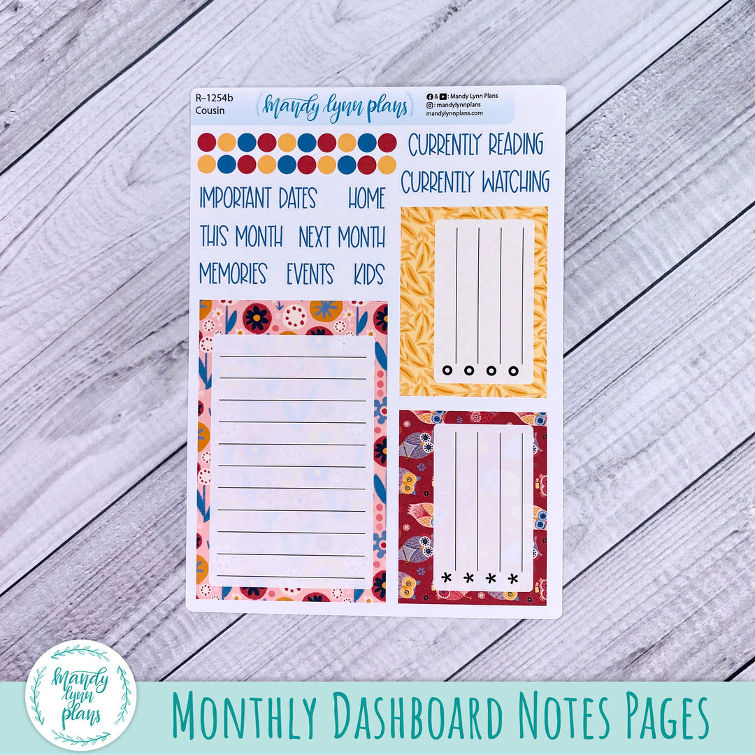 February Hobonichi Cousin Dashboard || Ornate Owls || R-1254