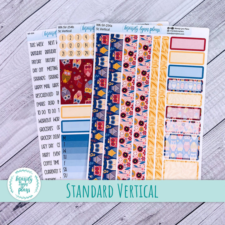 Standard Vertical Weekly Kit || Ornate Owls || WK-SV-254