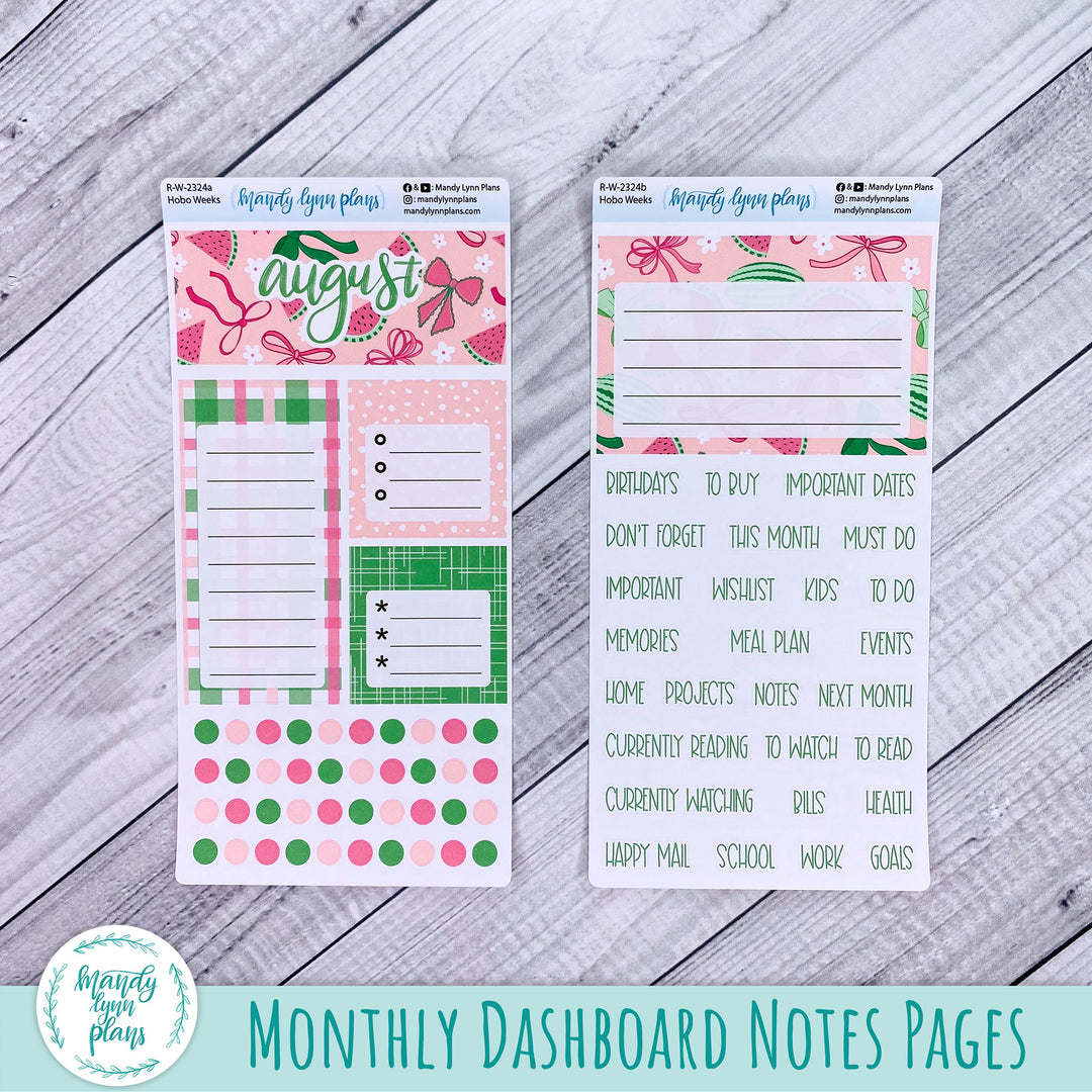 August Hobonichi Weeks Dashboard || Watermelons || R-W-2324