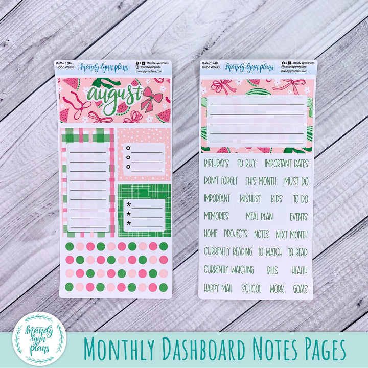 August Hobonichi Weeks Dashboard || Watermelons || R-W-2324