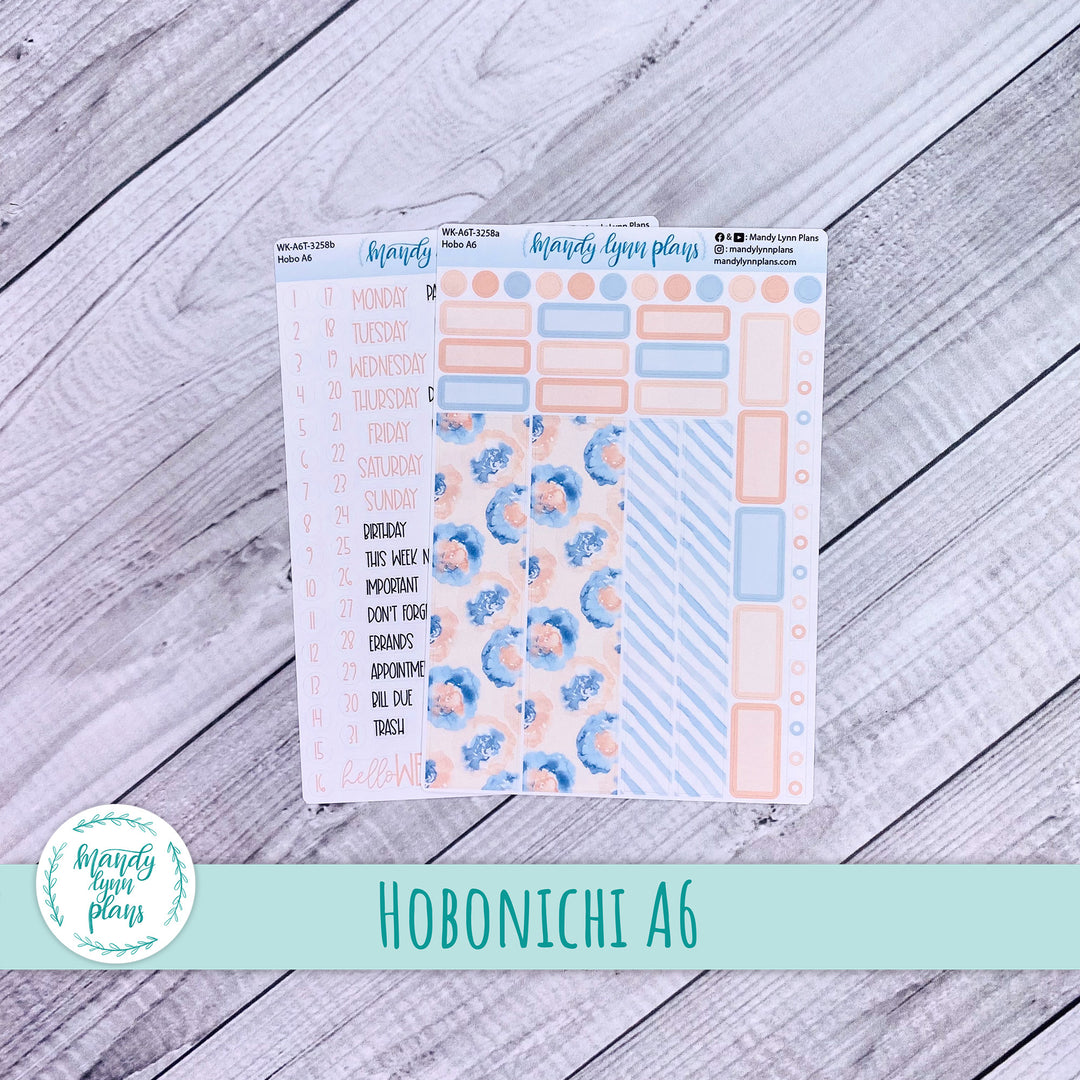 Hobonichi A6 Weekly Kit || Peach and Blue Watercolor || WK-A6T-3258