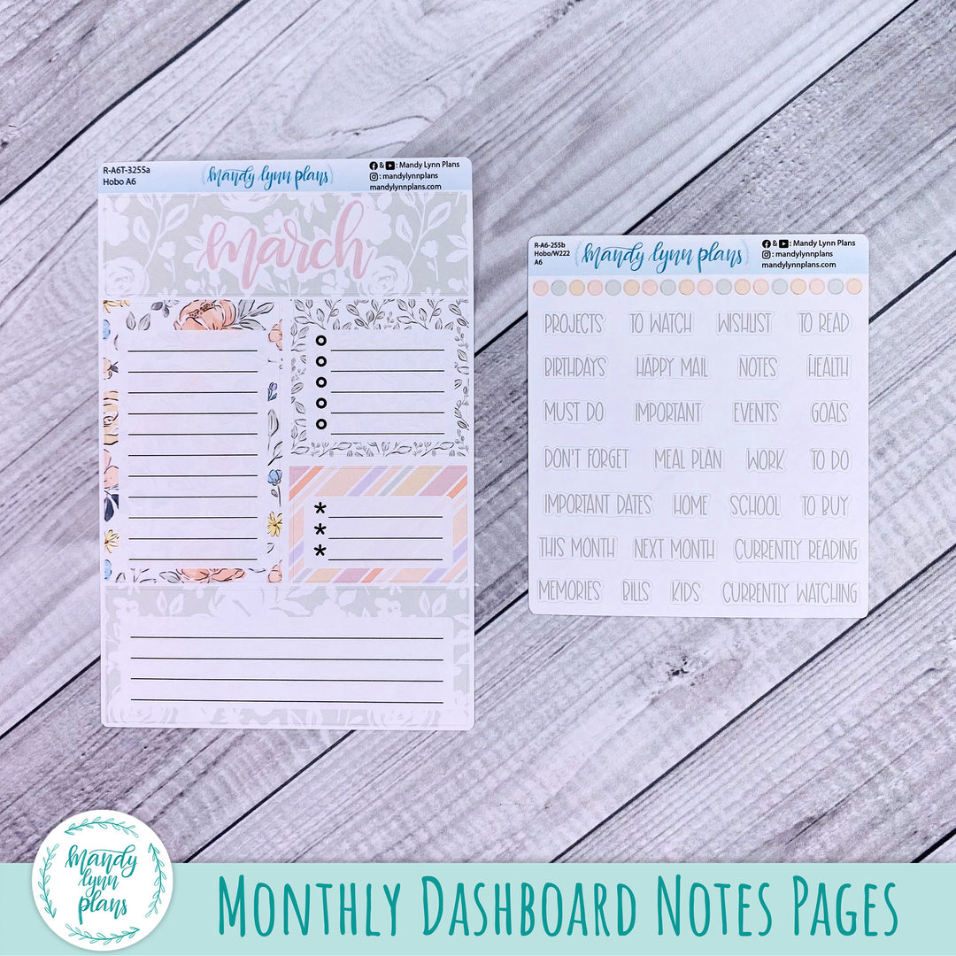 March A6 Hobonichi Dashboard || Spring Floral || R-A6T-3255