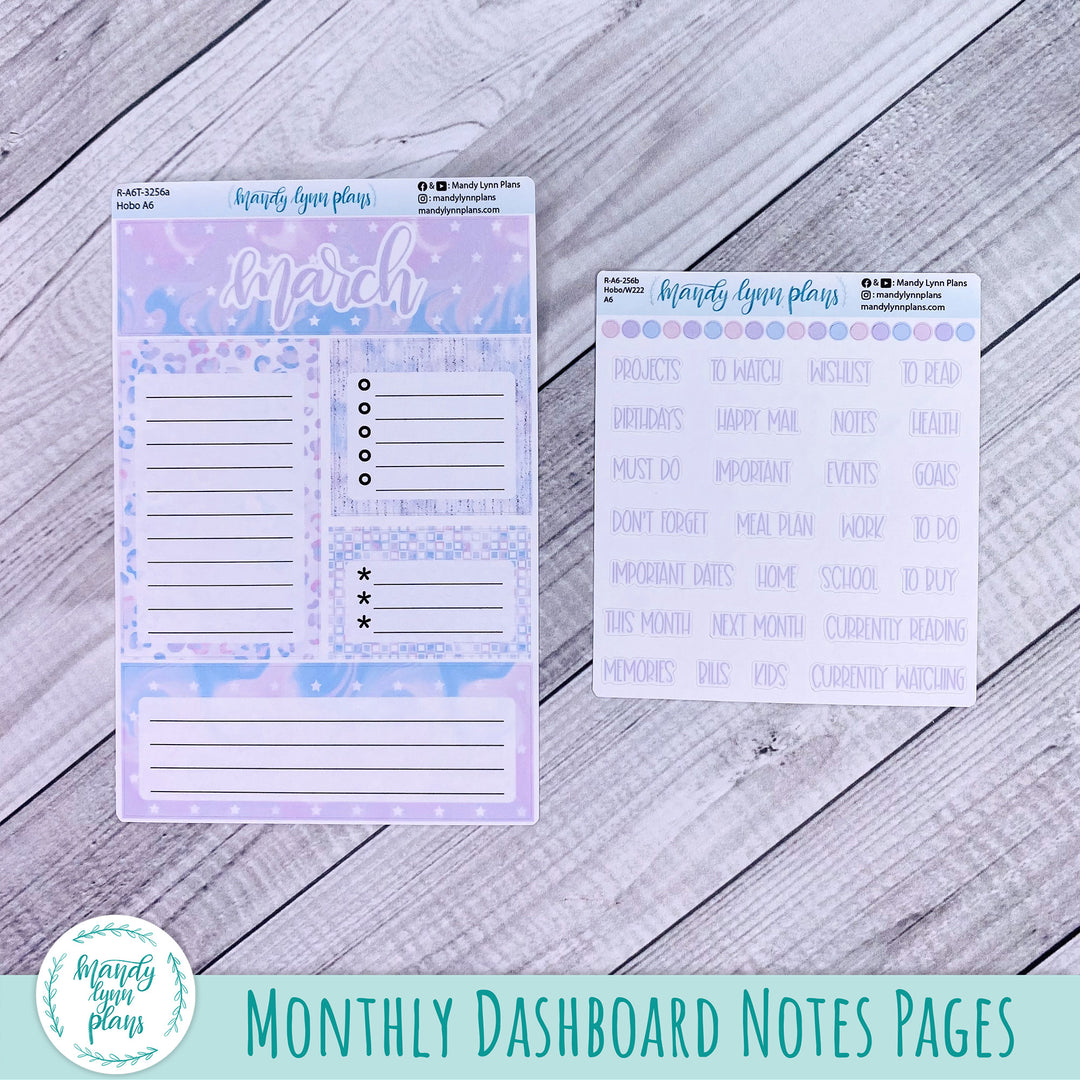 March A6 Hobonichi Dashboard || Pink and Purple Dreams || R-A6T-3256