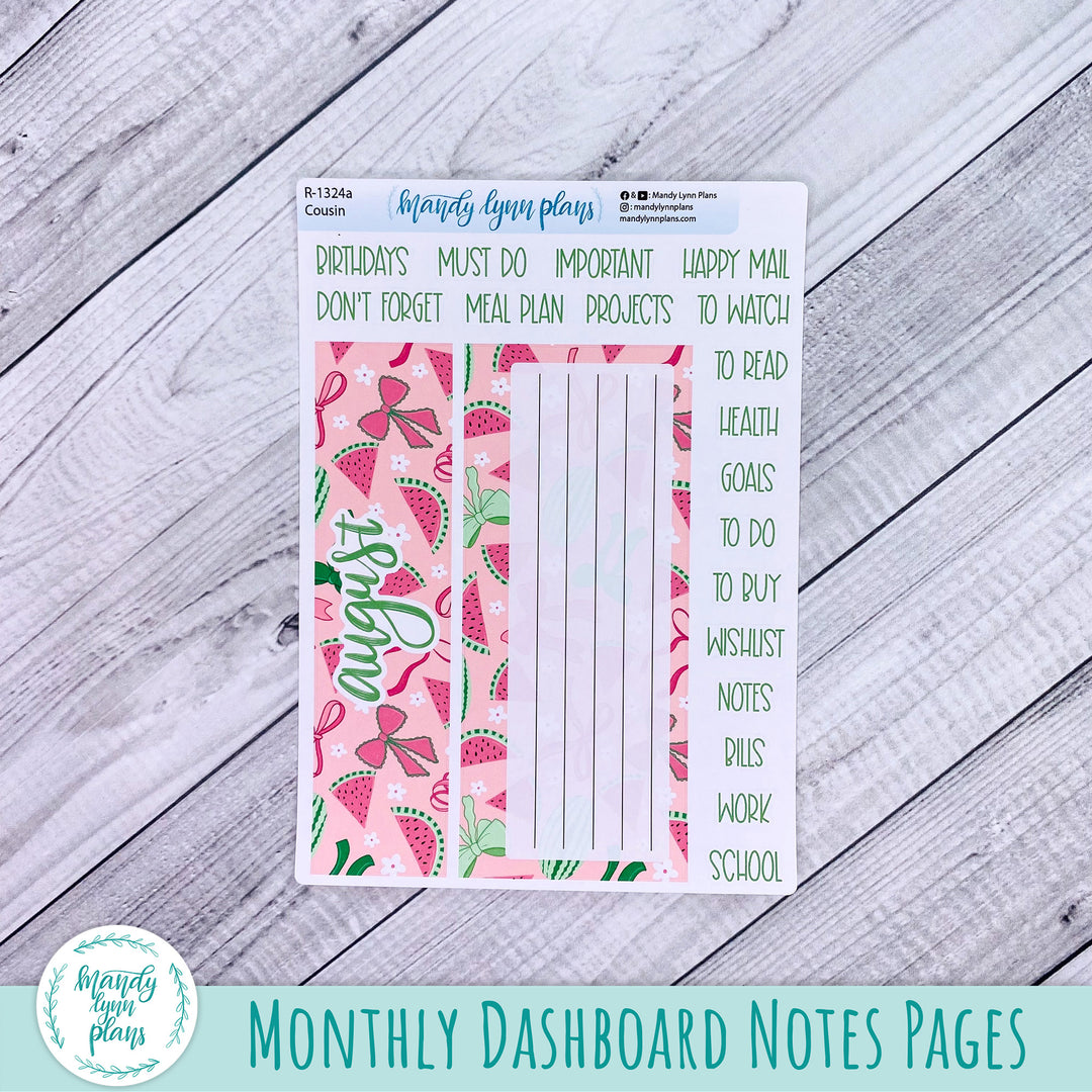 August Hobonichi Cousin Dashboard || Watermelons || R-1324
