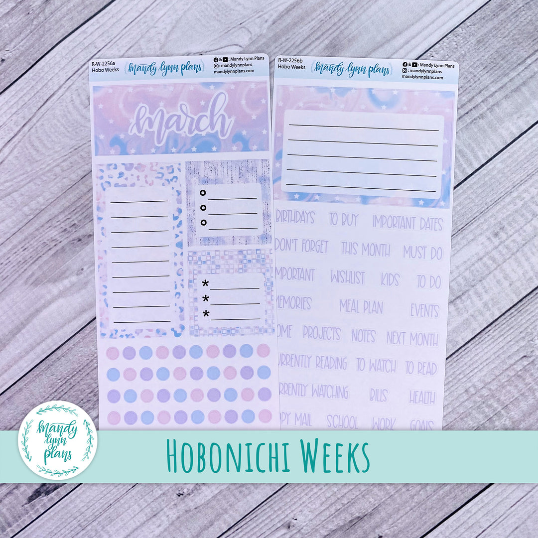 March Hobonichi Weeks Dashboard || Pink and Purple Dreams || R-W-2256