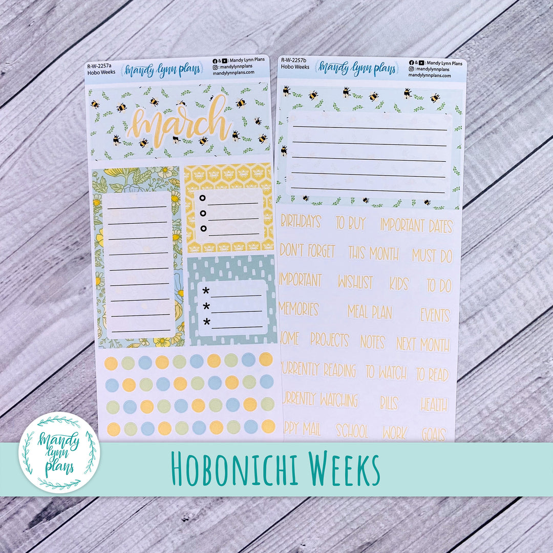 March Hobonichi Weeks Dashboard || Buzzing Garden || R-W-2257