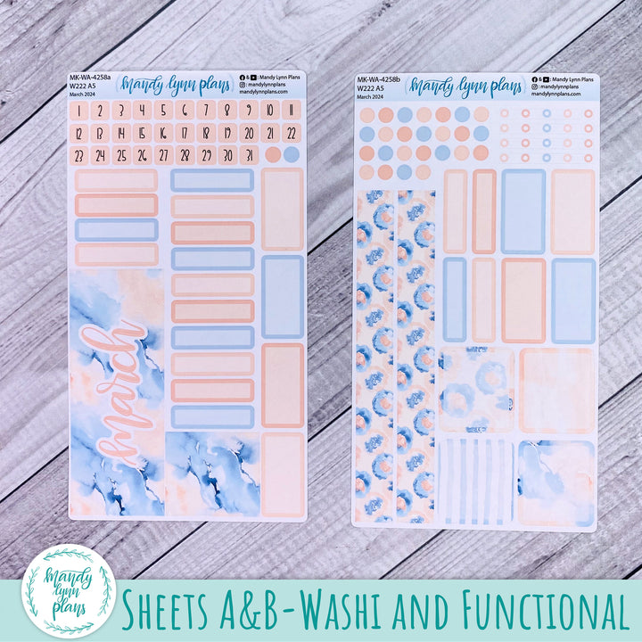 Wonderland 222 March 2024 Monthly Kit || Peach and Blue Watercolor || 258