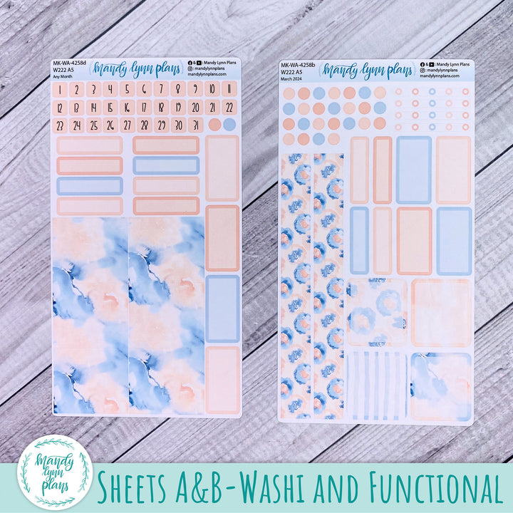 Any Month Wonderland 222 Monthly Kit || Peach and Blue Watercolor || 258