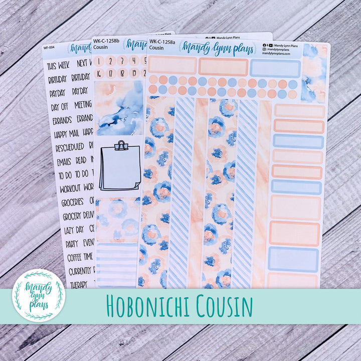 Hobonichi Cousin Weekly Kit || Peach and Blue Watercolor || WK-C-1258