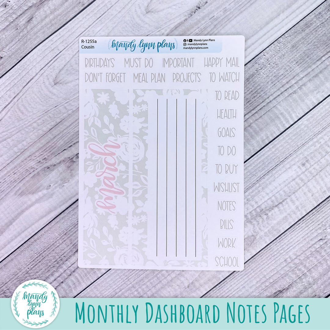March Hobonichi Cousin Dashboard || Spring Floral || R-1255