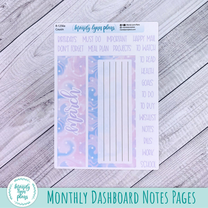 March Hobonichi Cousin Dashboard || Pink and Purple Dreams || R-1256