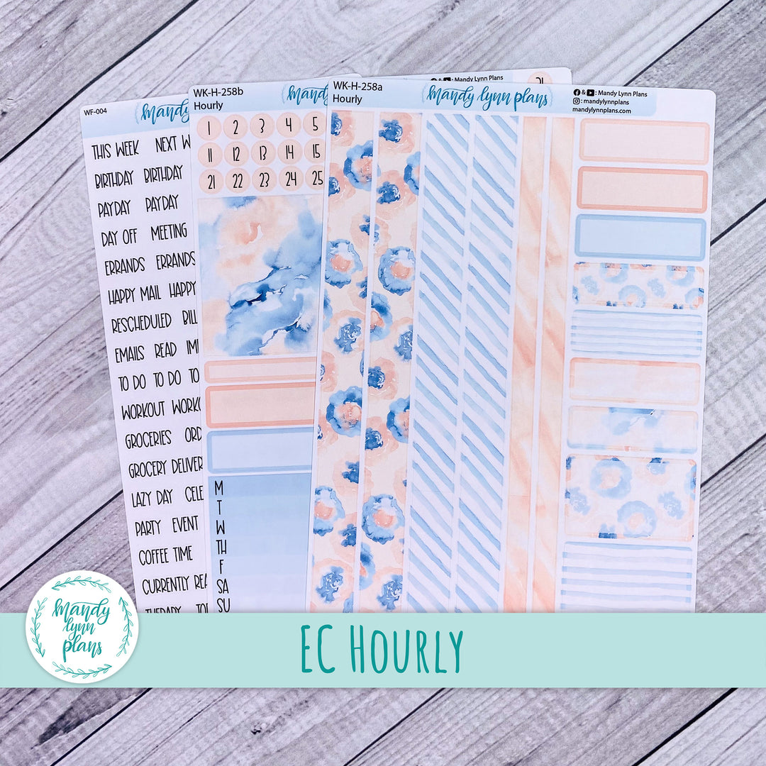 EC Hourly Weekly Kit || Peach and Blue Watercolor || WK-H-258