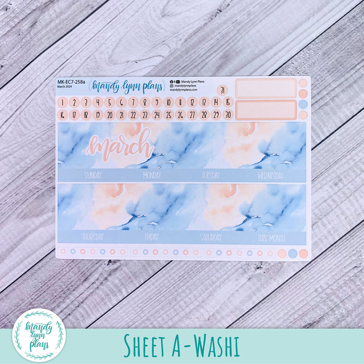 EC 7x9 March Monthly Kit || Peach and Blue Watercolor || MK-EC7-258