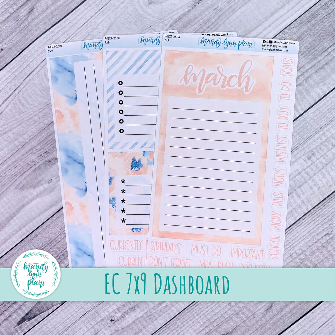 EC 7x9 Dashboard Kit || Peach and Blue Watercolor || R-EC7-258