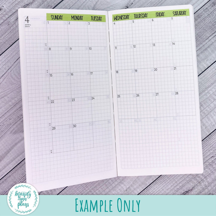 Sunday or Monday Start A6 Common Planner Monthly Day Cover Strips