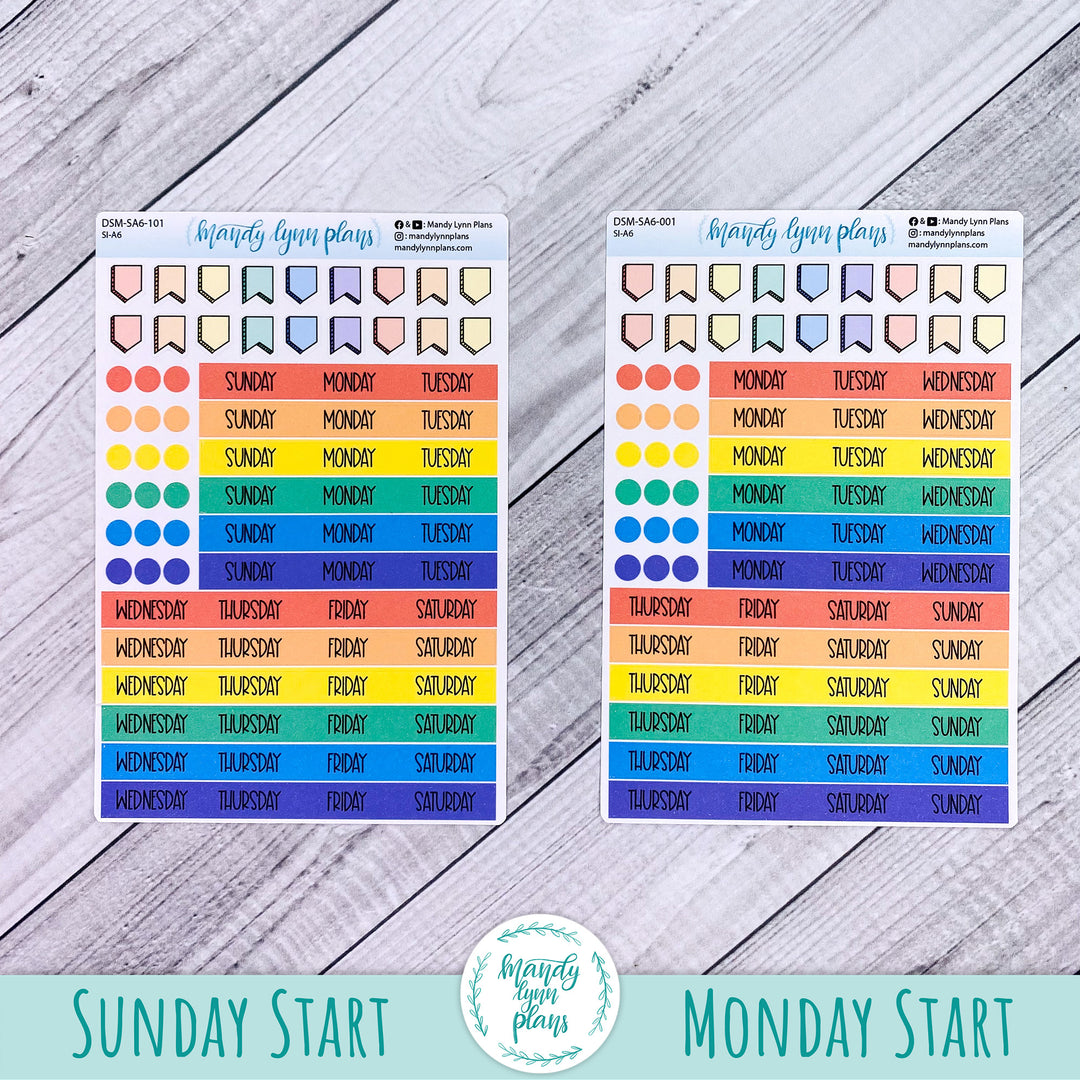 Sunday or Monday Start A6 Common Planner Monthly Day Cover Strips