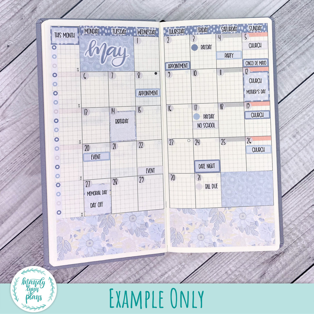 Hobonichi Weeks May 2024 Monthly Kit || Dusty Blue Floral || MK-W-2263