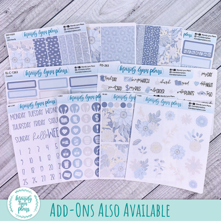Any Month Common Planner Monthly Kit || Dusty Blue Floral || 263