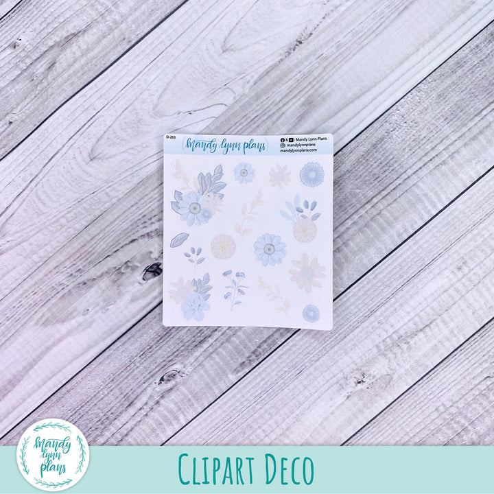 Dusty Blue Floral Watercolor Add-Ons || 263