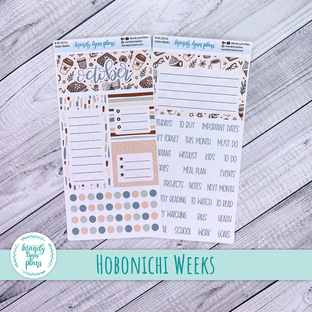 October Hobonichi Weeks Dashboard || Coffee and Books || R-W-2331