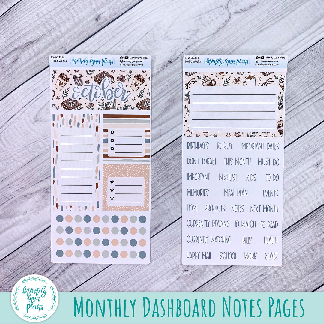 October Hobonichi Weeks Dashboard || Coffee and Books || R-W-2331