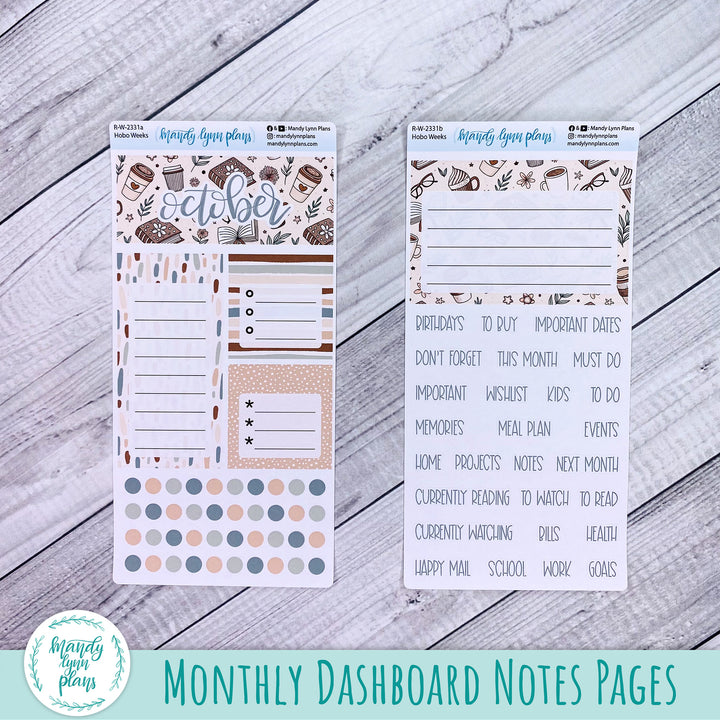 October Hobonichi Weeks Dashboard || Coffee and Books || R-W-2331