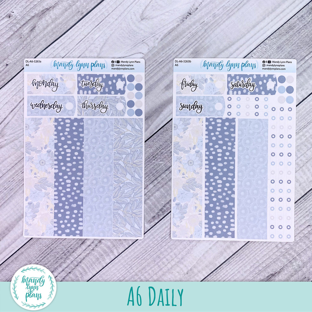 A6 Daily Kit || Dusty Blue Floral || DL-A6-3263