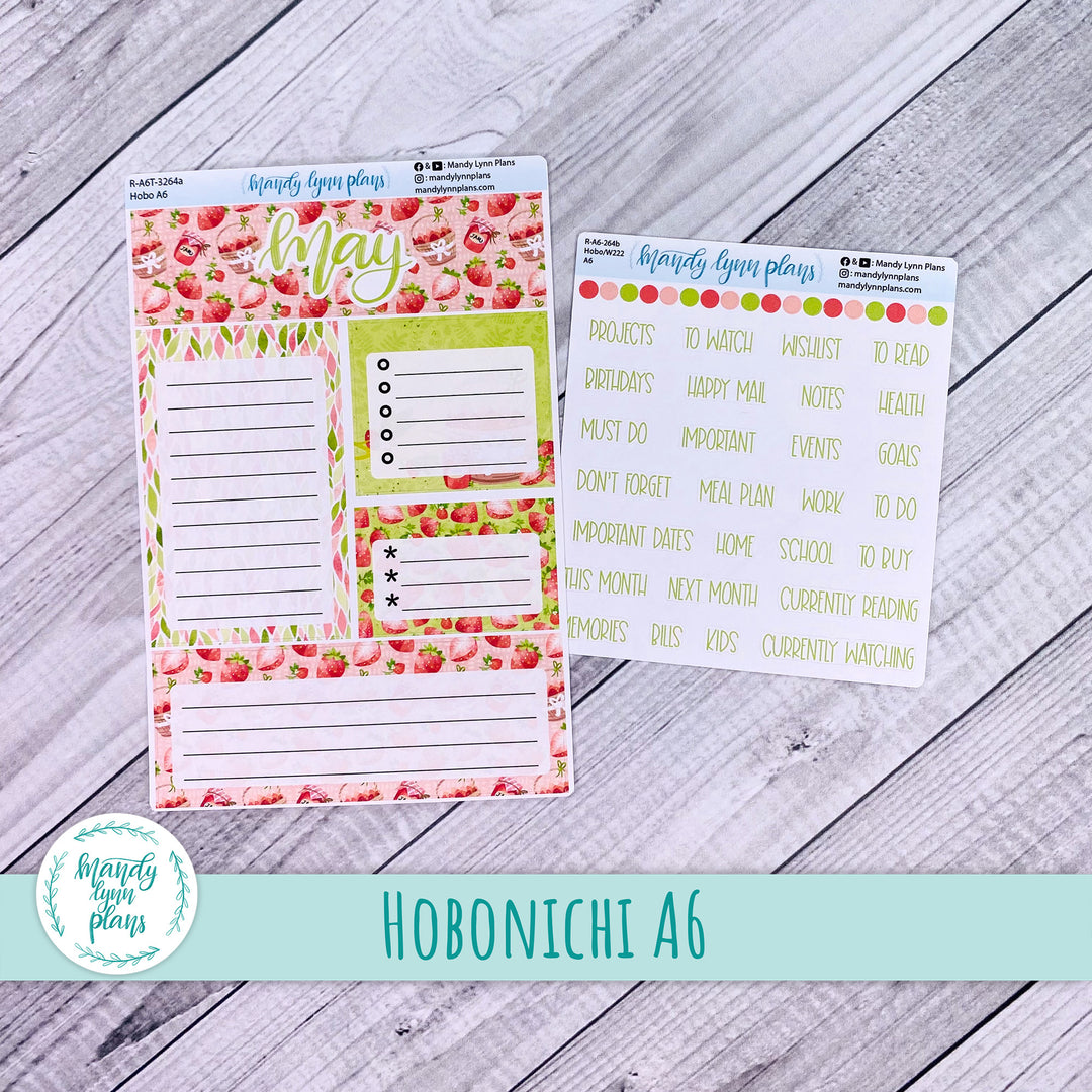 May A6 Hobonichi Dashboard || Strawberry Patch || R-A6T-3264